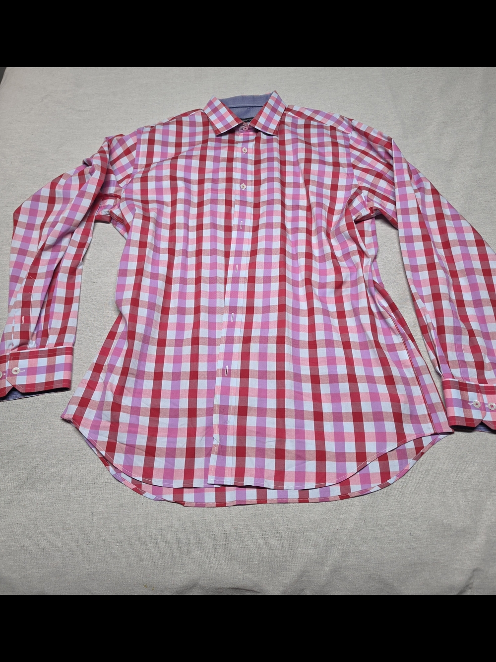 Men's Pink Red Purple Check Button-Down Shirt